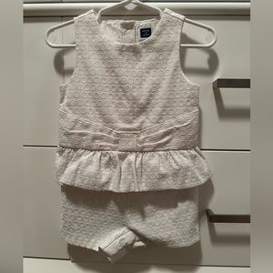 Janie & Jack white cotton Eyelet Peplum ROMPER SHORTS 1pc